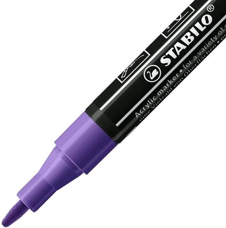 Marker acrilico - STABILO FREE Acrylic - T100 Punta rotonda 1-2mm - Confezione da 5 - Viola - 2