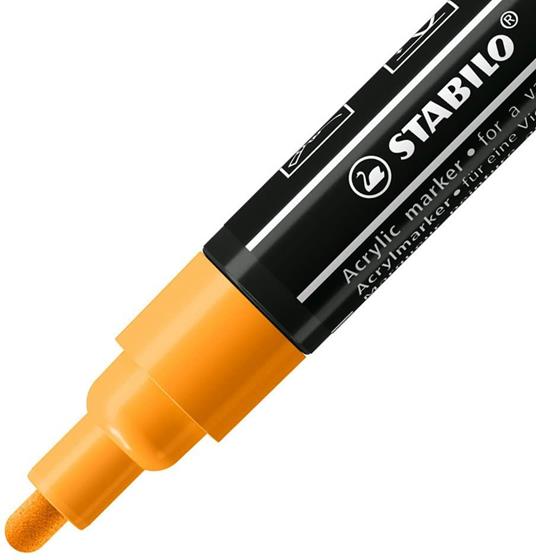 Marker acrilico - STABILO FREE Acrylic - T300 Punta rotonda 2-3mm - Confezione da 5 - Arancione - 2