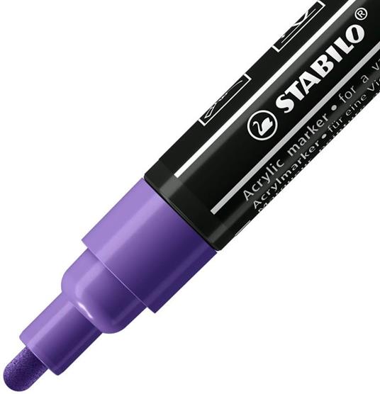Marker acrilico - STABILO FREE Acrylic - T300 Punta rotonda 2-3mm - Confezione da 5 - Viola - 2