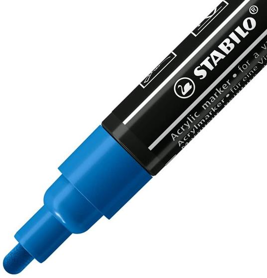 Marker acrilico - STABILO FREE Acrylic - T300 Punta rotonda 2-3mm - Confezione da 5 - Blu scuro - 2