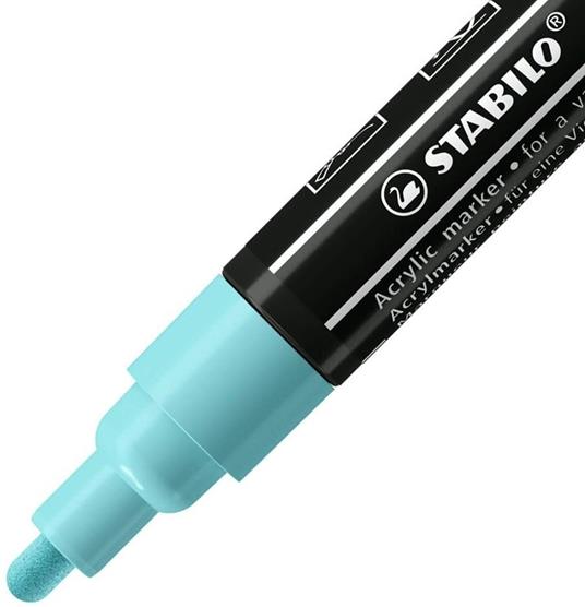 Marker acrilico - STABILO FREE Acrylic - T300 Punta rotonda 2-3mm - Confezione da 5 - Azzurro Ghiaccio - 2