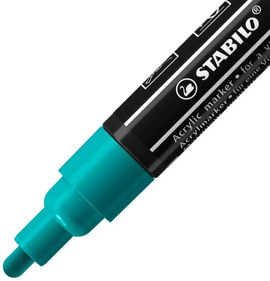 Marker acrilico - STABILO FREE Acrylic - T300 Punta rotonda 2-3mm - Confezione da 5 - Verde Pino - 2