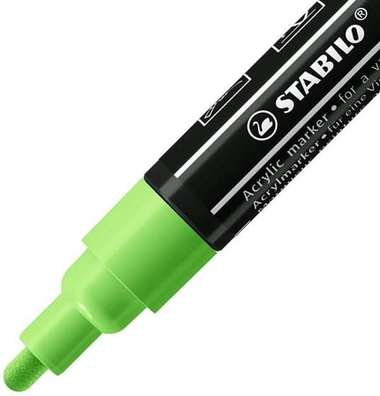 Marker acrilico - STABILO FREE Acrylic - T300 Punta rotonda 2-3mm - Confezione da 5 - Verde chiaro - 2