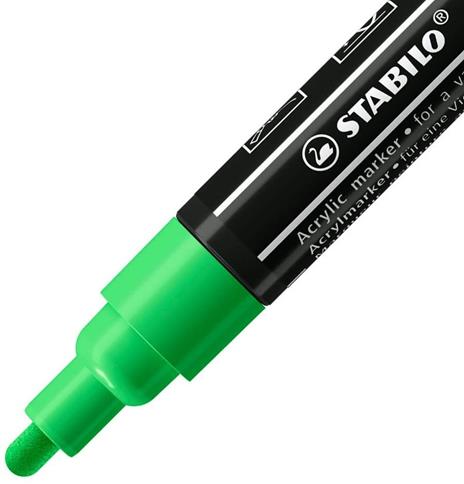 Marker acrilico - STABILO FREE Acrylic - T300 Punta rotonda 2-3mm - Confezione da 5 - Verde Foglia - 2