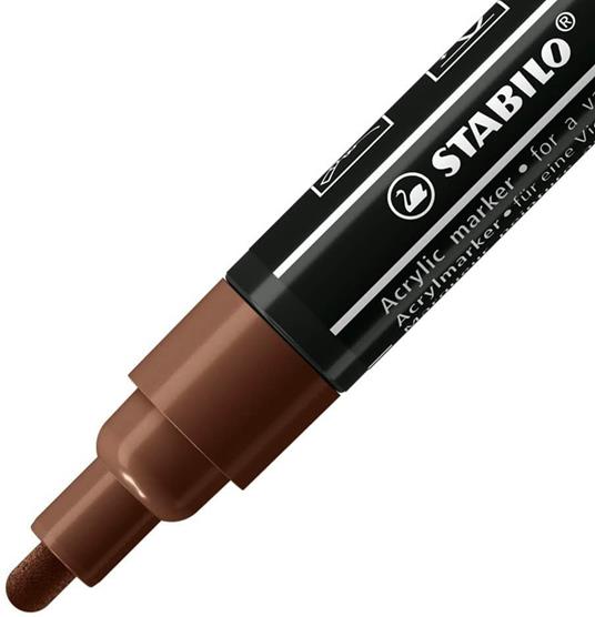 Marker acrilico - STABILO FREE Acrylic - T300 Punta rotonda 2-3mm - Confezione da 5 - Marrone - 2
