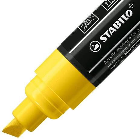 Marker acrilico - STABILO FREE Acrylic - T800C Punta a scalpello 4-10mm - Confezione da 5 - Giallo - 2