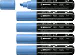 Marker acrilico - STABILO FREE Acrylic - T800C Punta a scalpello 4-10mm - Confezione da 5 - Blu Cobalto
