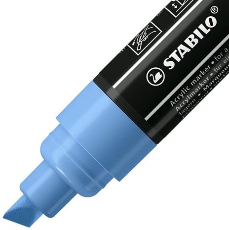 Marker acrilico - STABILO FREE Acrylic - T800C Punta a scalpello 4-10mm - Confezione da 5 - Blu Cobalto - 2