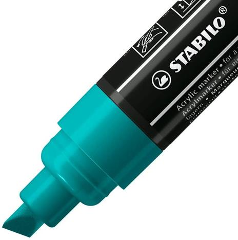 Marker acrilico - STABILO FREE Acrylic - T800C Punta a scalpello 4-10mm - Confezione da 5 - Verde Pino - 2