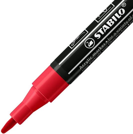 Marker acrilico - STABILO FREE Acrylic - T100 Punta rotonda 1-2mm - Royal Edition - Astuccio da 5 - Colori assortiti - 3