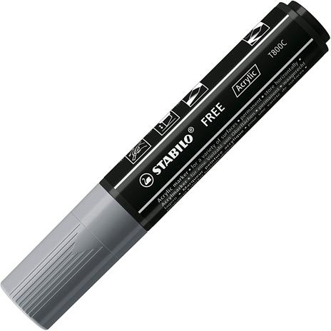 Marker acrilico - STABILO FREE Acrylic - T800C Punta a scalpello 4-10mm - Bold Edition - Astuccio da 5 - Colori assortiti - 2