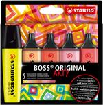 Evidenziatore - STABILO BOSS ORIGINAL - ARTY - Warm Colors - Astuccio da 5 - Colori assortiti