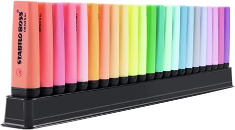Evidenziatore - STABILO BOSS ORIGINAL Desk-Set - ARTY Edition - 23 Colori assortiti 9 Neon + 14 Pastel - 3