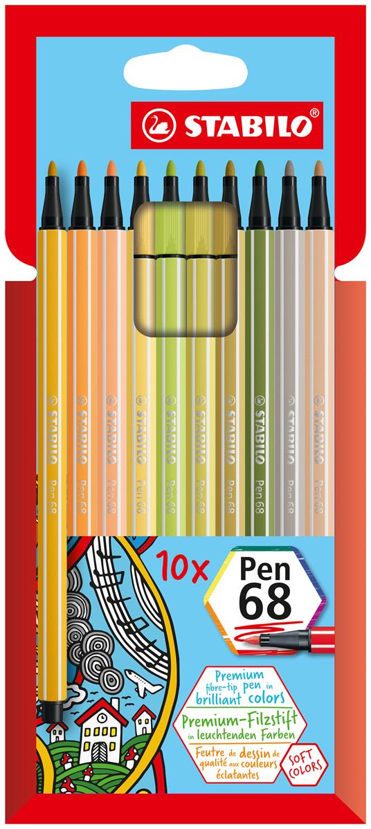 Pennarello Premium - STABILO Pen 68 - Astuccio da 10 - Soft Colors - Colori assortiti