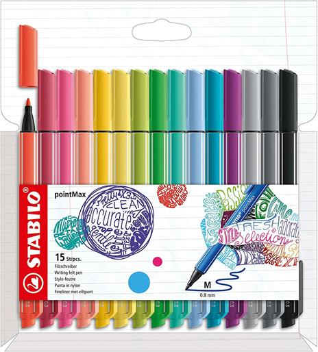 Fineliner Premium - STABILO pointMax - Astuccio da 15 - Colori assortiti