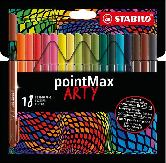 Fineliner Premium - STABILO pointMax - ARTY - Astuccio da 18 - Colori assortiti