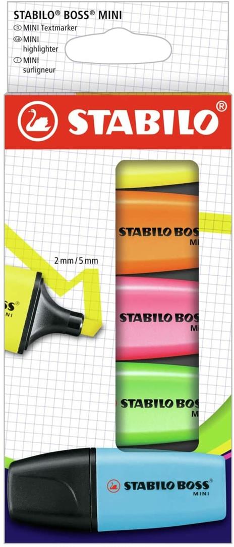 Evidenziatore - STABILO BOSS MINI - Astuccio da 5 - Colori assortiti