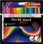 Pennarello Premium con punta a pennello - STABILO Pen 68 brush - ARTY - Astuccio da 24 - Colori assortiti