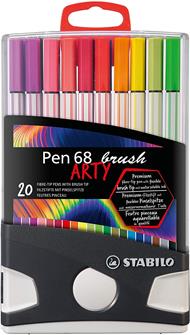Pennarello Premium con punta a pennello - STABILO Pen 68 brush Colorparade - ARTY - Astuccio da 20 - Colori assortiti