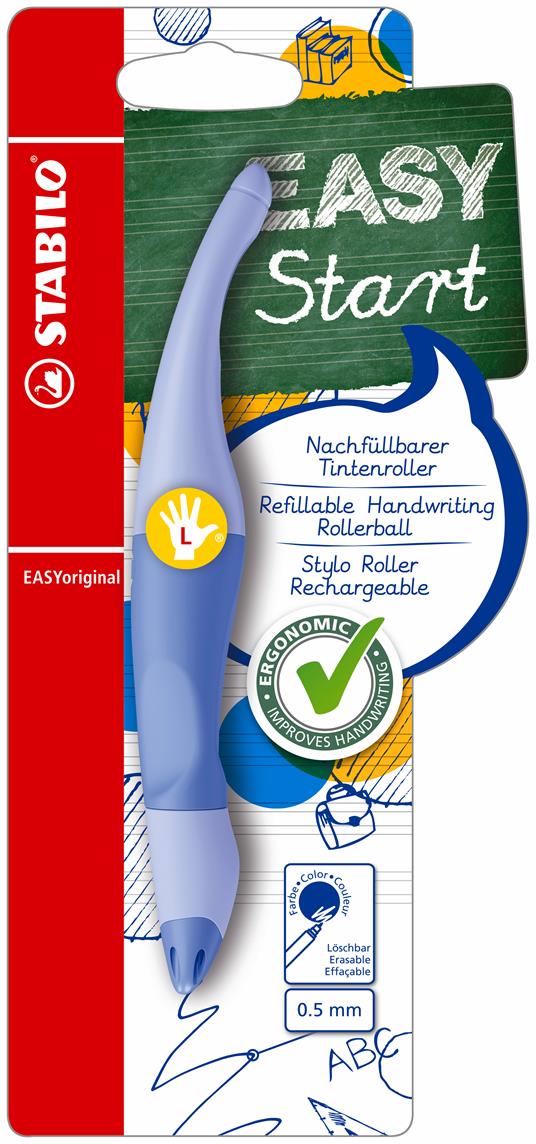 Penna Roller Ergonomica - STABILO EASYoriginal Pastel per Mancini in Azzurro Nuvola - Cartuccia Blu inclusa