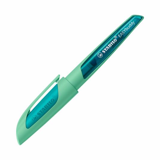 Penna Stilografica Ergonomica per bambini - STABILO EASYbuddy in Verde Menta - Punta Standard - Cartuccia Blu inclusa
