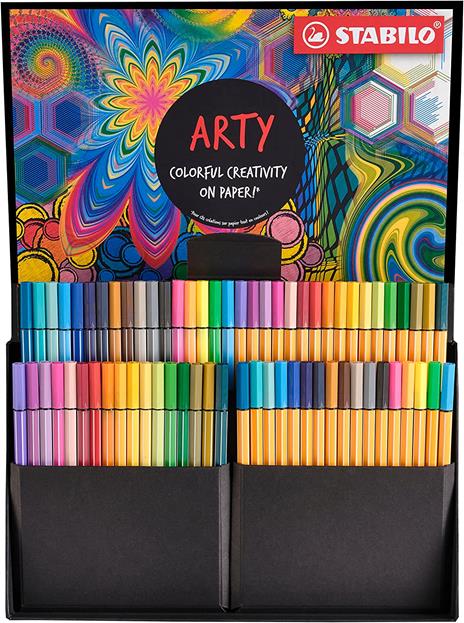 Set Creativo - STABILO ARTY  - Cofanetto da 68 - con 34 Fineliner STABILO point 88 & 34 Pennarelli Premium STABILO Pen 68 - 2