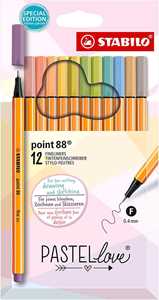 Cartoleria Fineliner - STABILO point 88 - Pastellove Set - Astuccio da 12 - Colori assortiti Stabilo
