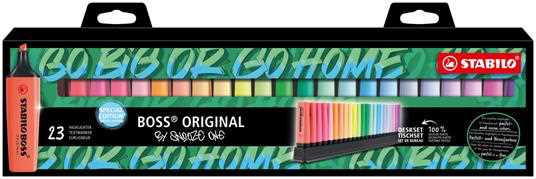 Cartoleria Evidenziatore - STABILO BOSS ORIGINAL Desk-Set - Snooze One Edition - 23 Colori assortiti 9 Neon + 14 Pastel STABILO