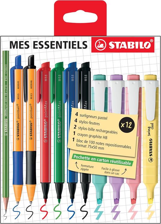 Set Scuola & Ufficio - STABILO My Essential - Pochette con 12 prodotti