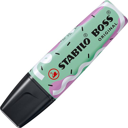 Evidenziatore - STABILO BOSS ORIGINAL - Astuccio da 4 - Verde Menta/Azzurro Ghiaccio/Fucsia Freddo/Arancione Papaya - 2