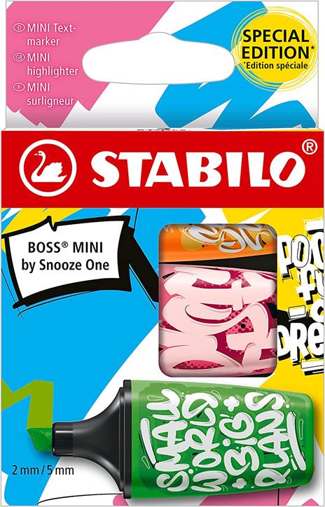 Evidenziatore - STABILO BOSS MINI by Snooze One - Astuccio da 3 - Arancione/Rosa/Verde