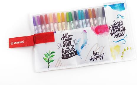Pennarello Premium con punta a pennello - STABILO Pen 68 brush - Rollerset con 18 colori assortiti - 2