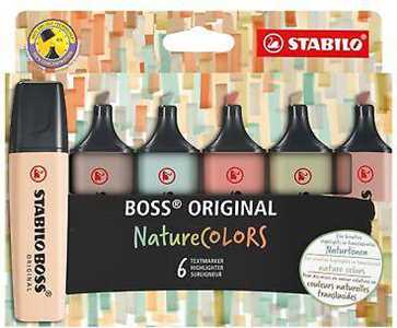 Cartoleria Evidenziatore - STABILO BOSS ORIGINAL NatureCOLORS - Astuccio da 6 STABILO