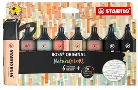 Cartoleria Evidenziatore - STABILO BOSS ORIGINAL NatureCOLORS - Astuccio da 8 STABILO