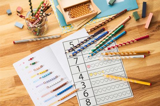 Matita colorata Ergonomica - STABILO EASYcolors - per Destrimani - Astuccio da 12 + temperino - Colori assortiti - 8