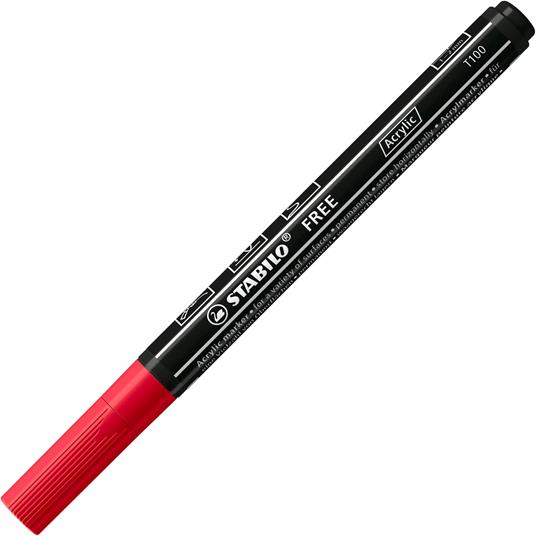 Marker acrilico - STABILO FREE Acrylic - T100 Punta rotonda 1-2mm - Royal Edition - Astuccio da 5 - Colori assortiti - 2