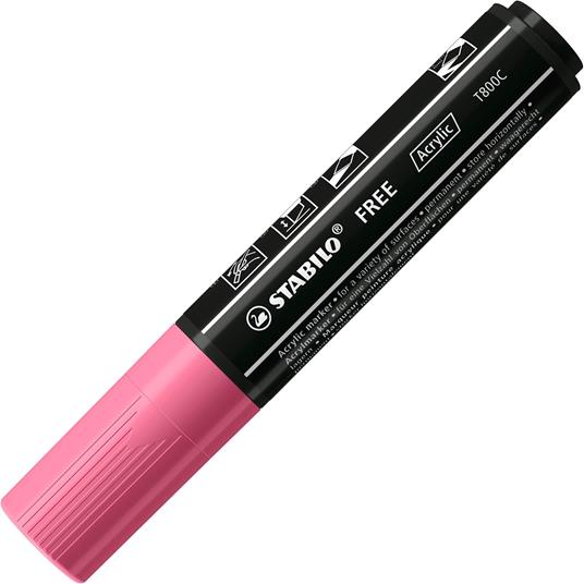 Marker acrilico - STABILO FREE Acrylic - T800C Punta a scalpello 4-10mm - Seaside Edition - Astuccio da 5, Colori assortiti - 2