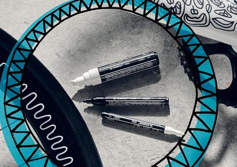 Marker acrilico - STABILO FREE Acrylic - Pack  da 3 - 1x T100, T300, T800C - con 3 punte diverse - Bianco - 4