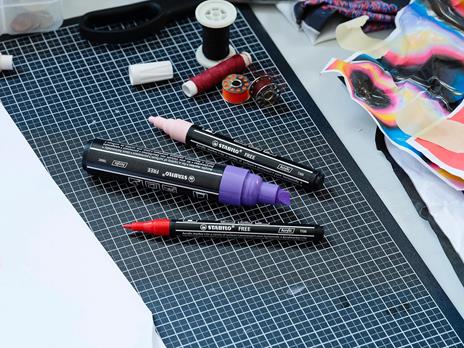 Marker acrilico - STABILO FREE Acrylic - Pack  da 3 - 1x T100, T300, T800C - con 3 punte diverse - Bianco - 6