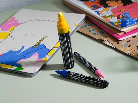 Marker acrilico - STABILO FREE Acrylic - Pack  da 3 - 1x T100, T300, T800C - con 3 punte diverse - Bianco - 8