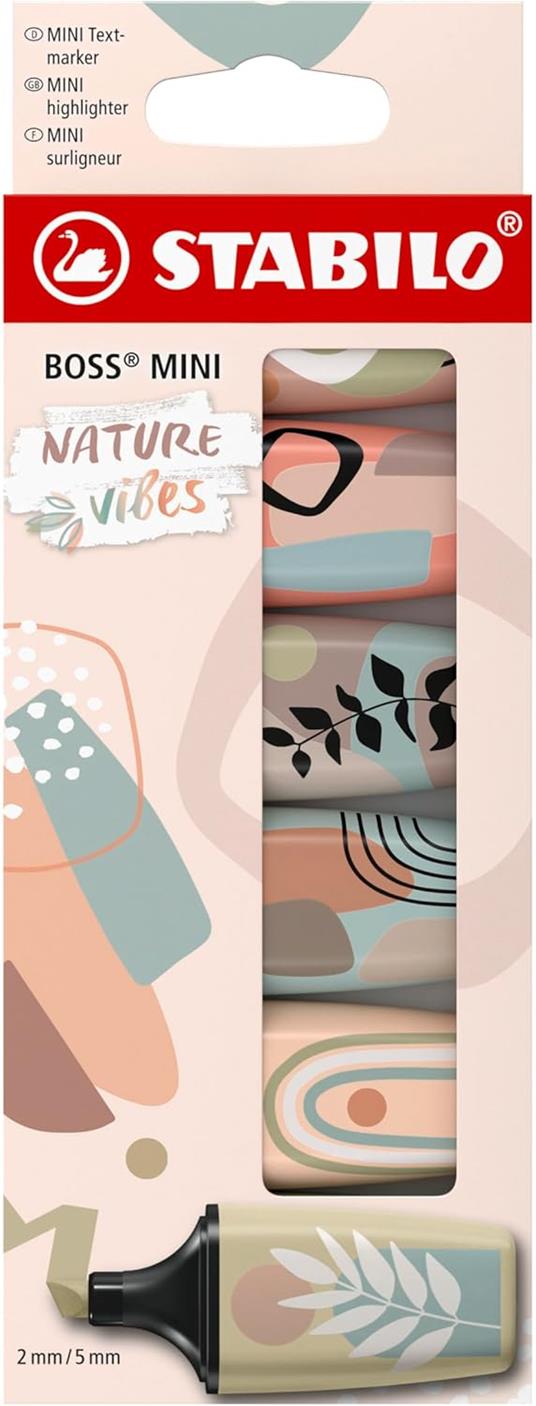 Evidenziatore - STABILO BOSS MINI Naturevibes - Astuccio da 6 - Colori assortiti