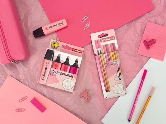 Fineliner & Pennarello Premium STABILO Shades Pink Astuccio da 8. 4 Fineliner STABILO point 88 & 4 Pennarelli STABILO Pen 68 - 4
