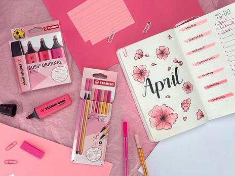 Fineliner & Pennarello Premium STABILO Shades Pink Astuccio da 8. 4 Fineliner STABILO point 88 & 4 Pennarelli STABILO Pen 68 - 5