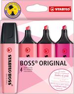 Evidenziatore - STABILO BOSS ORIGINAL - Shades of Pink - Astuccio da 4 - Colori assortiti