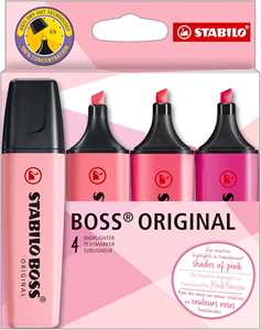 Cartoleria Evidenziatore - STABILO BOSS ORIGINAL - Shades of Pink - Astuccio da 4 - Colori assortiti STABILO