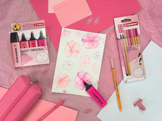 Evidenziatore - STABILO BOSS ORIGINAL - Shades of Pink - Astuccio da 4 - Colori assortiti - 6