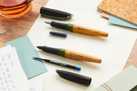 Penna a sfera Ecosostenibile - CO2 neutral - STABILO Grow in Verde Muschio/Quercia- Cartuccia inclusa - 3