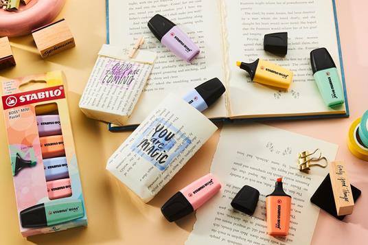 Evidenziatore - STABILO BOSS MINI Pastel - Pack da 5 - Colori assortiti - 6