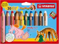 Matita colorata Multi-Funzione - STABILO woody 3 in 1 - 30 Years Edition - Astuccio da 10 - con Temperino