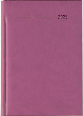 Alpha Edition - Agenda Giornaliera Monocromo 2025, Formato Grande 15x21 cm, Similpelle Rosa, 352 pagine